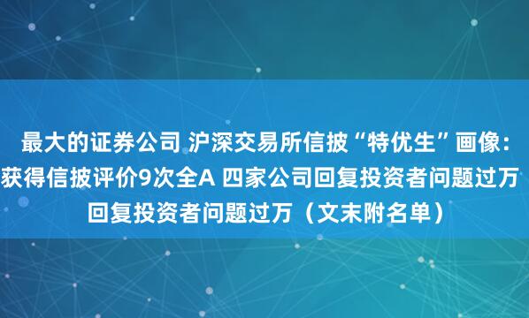 最大的证券公司 沪深交易所信披“特优生”画像：仅2.27%公司获得信披评价9次全A 四家公司回复投资者问题过万（文末附名单）